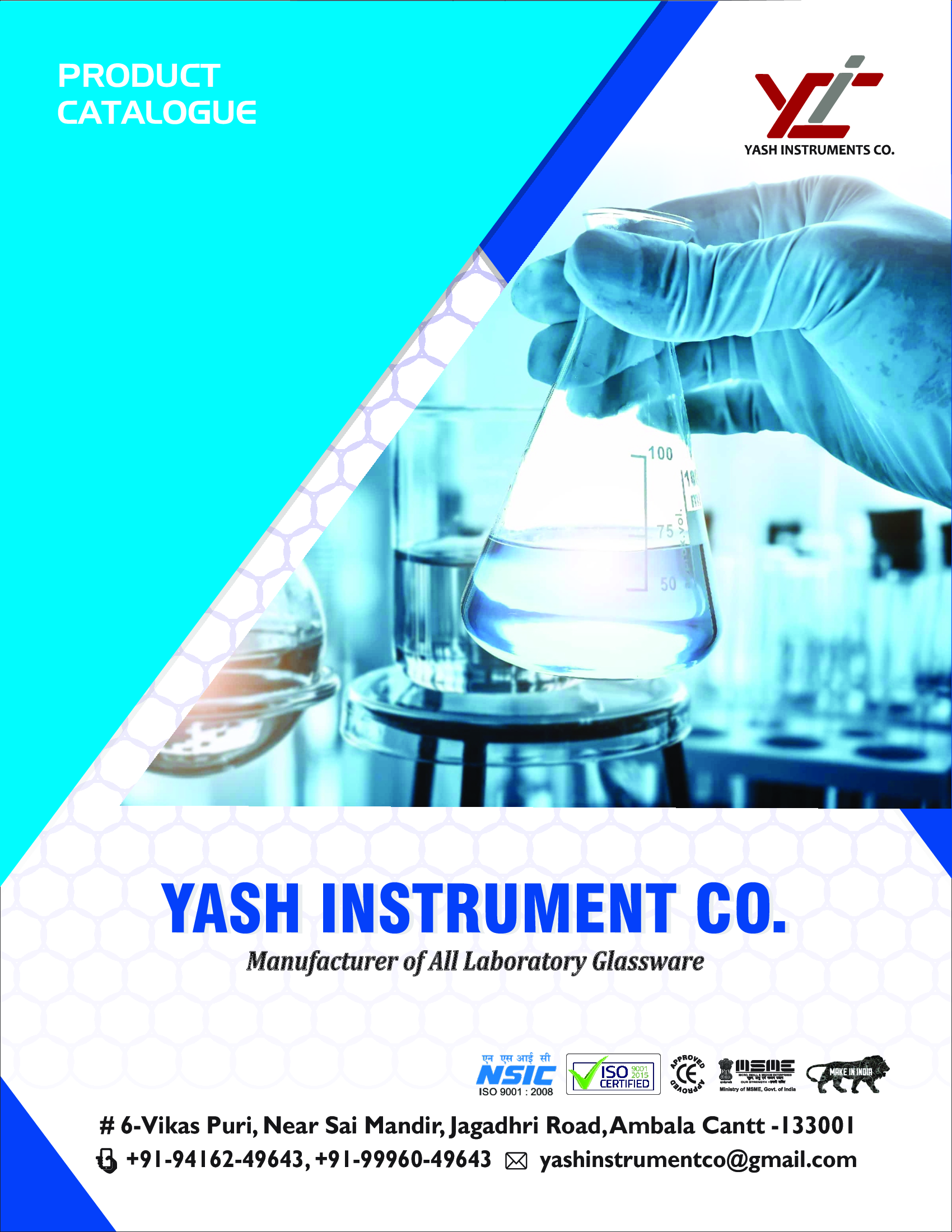 Yash Instrument Company Laboratory Glassware Catalogue Cover - Download PDF for full product details